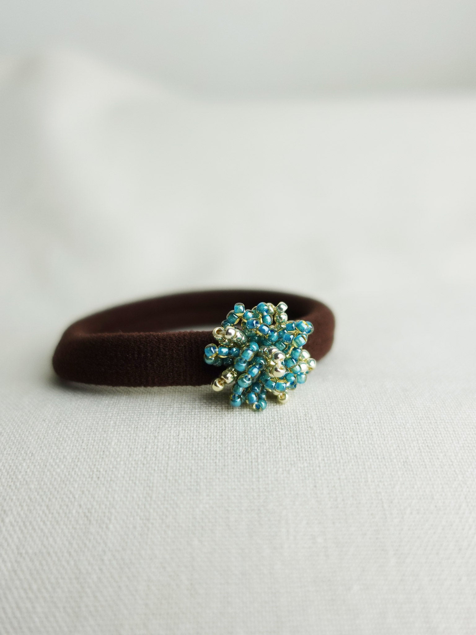 Fluffy Star Dust Hair Tie in Ocean Green Side