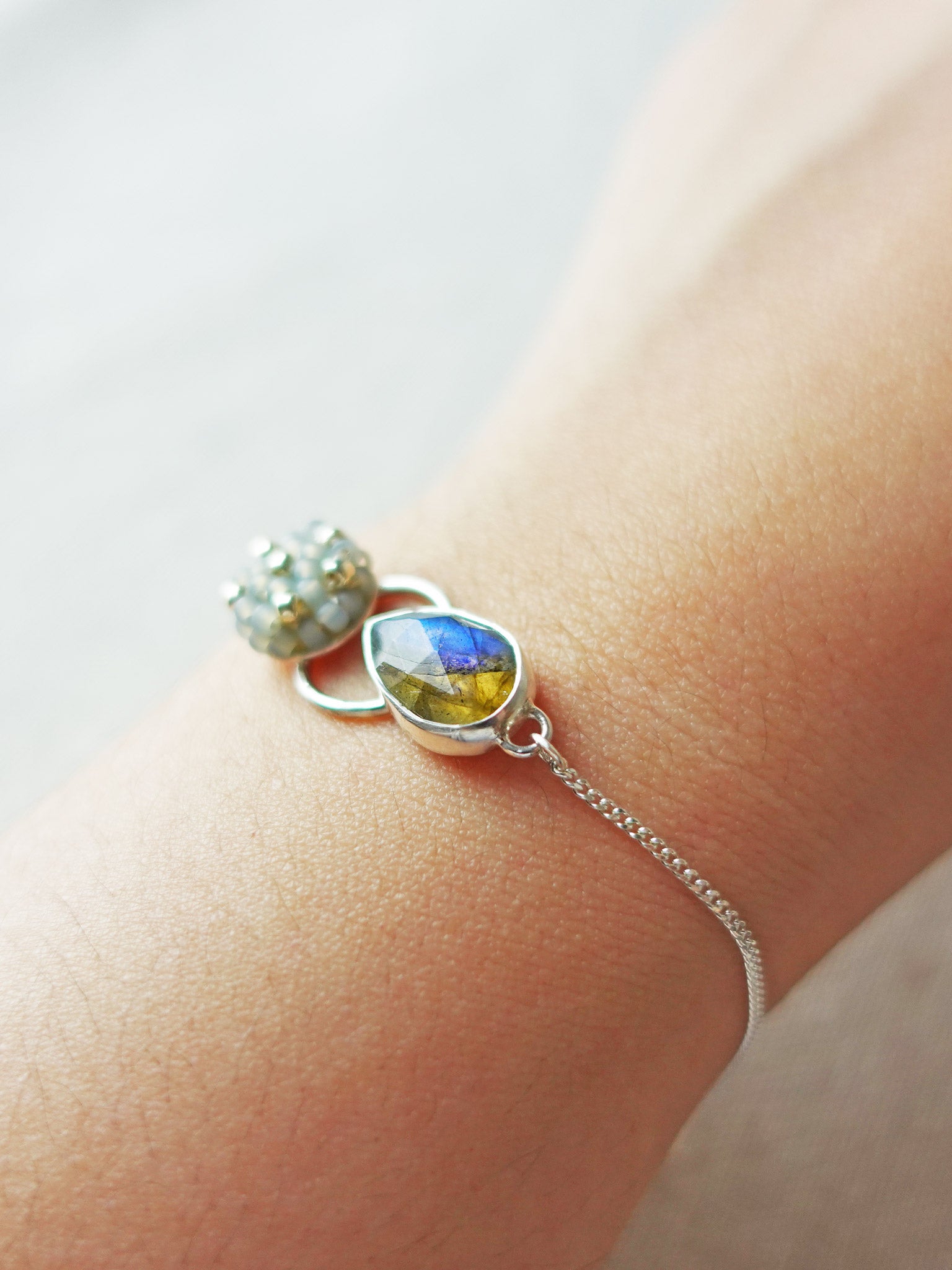 Jasmine Labradorite Smoke Grey Bracelet I Arm 1