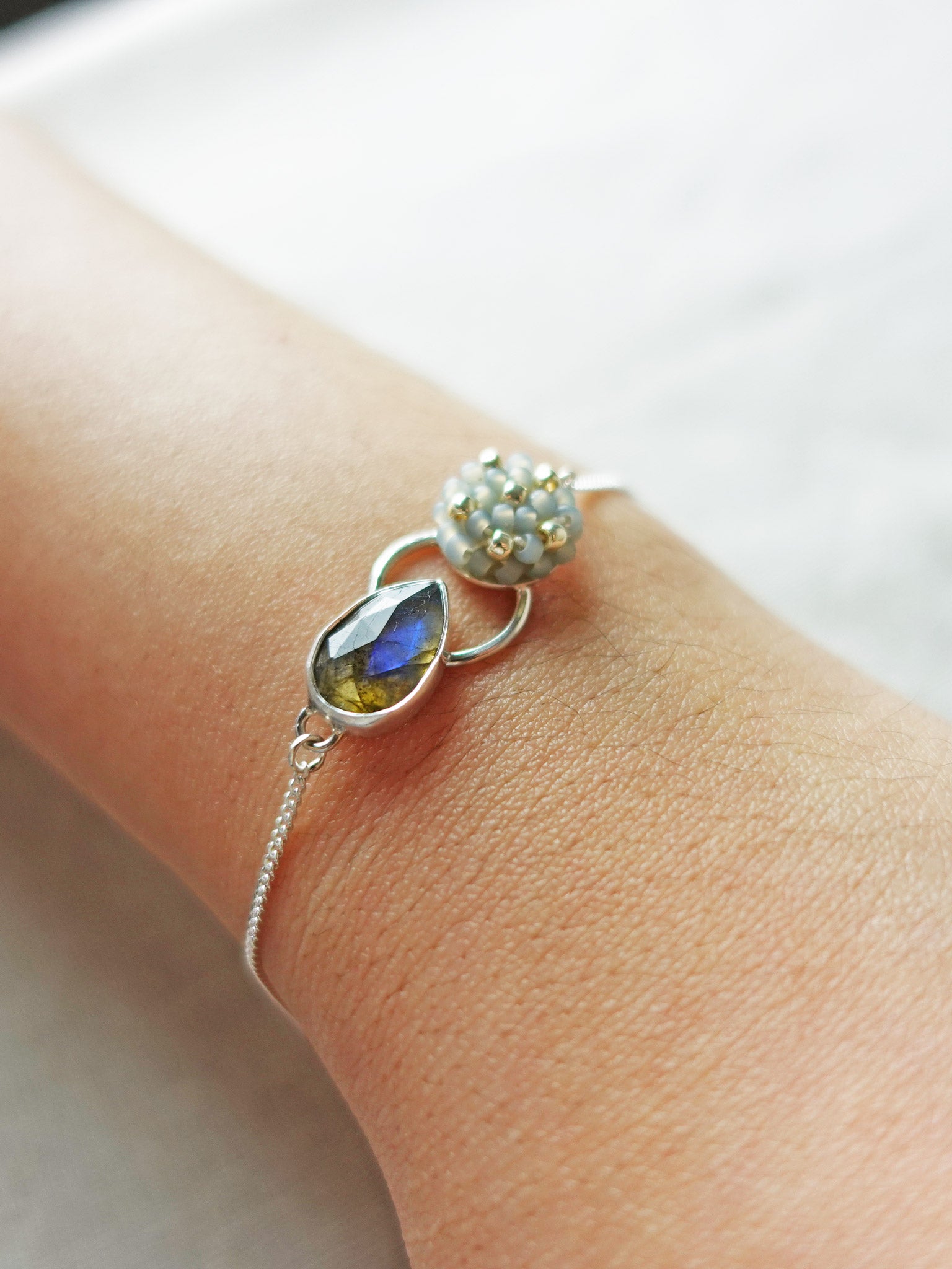Jasmine Labradorite Smoke Grey Bracelet I Arm 2