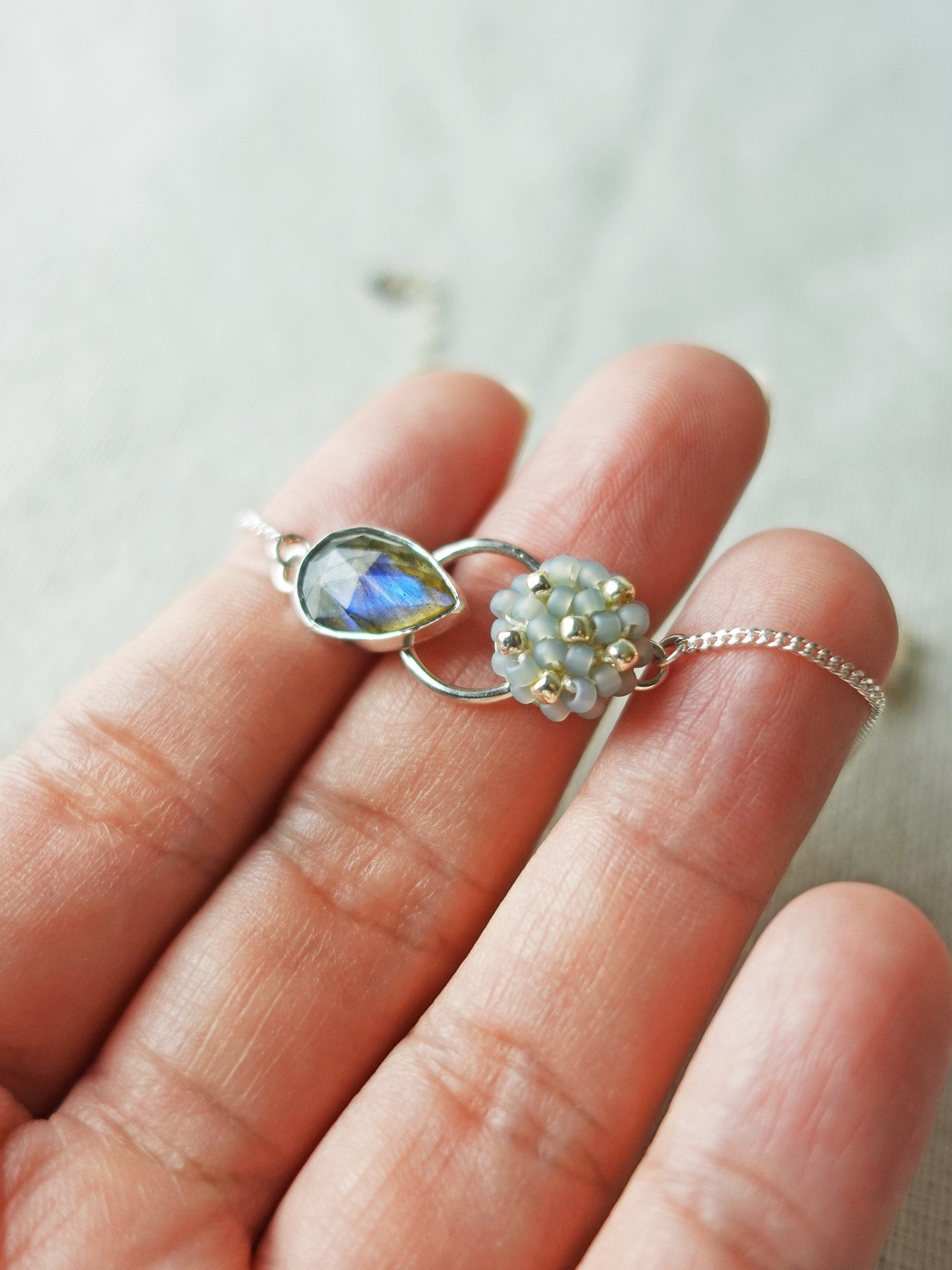 Jasmine Labradorite Smoke Grey Bracelet I Hand