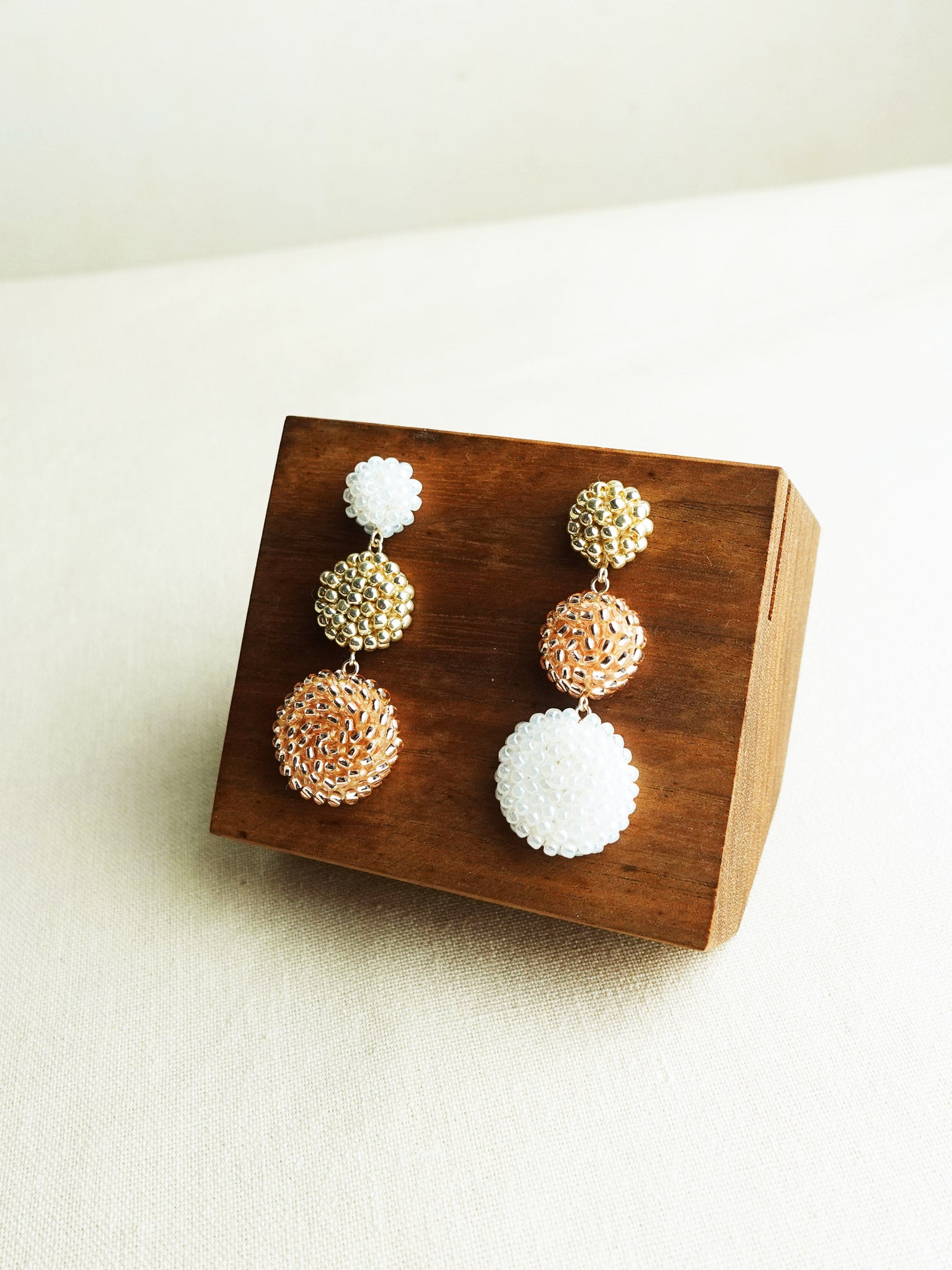 Juno Colorblock Earrings in Champagne Pink Right