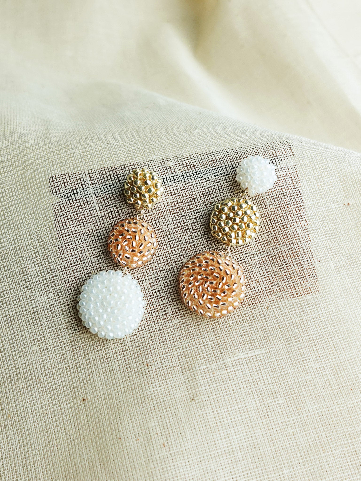 Juno Colorblock Earrings in Champagne Pink Front