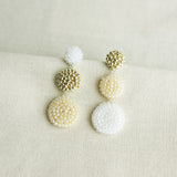Juno Colorblock Earrings in Ivory Front