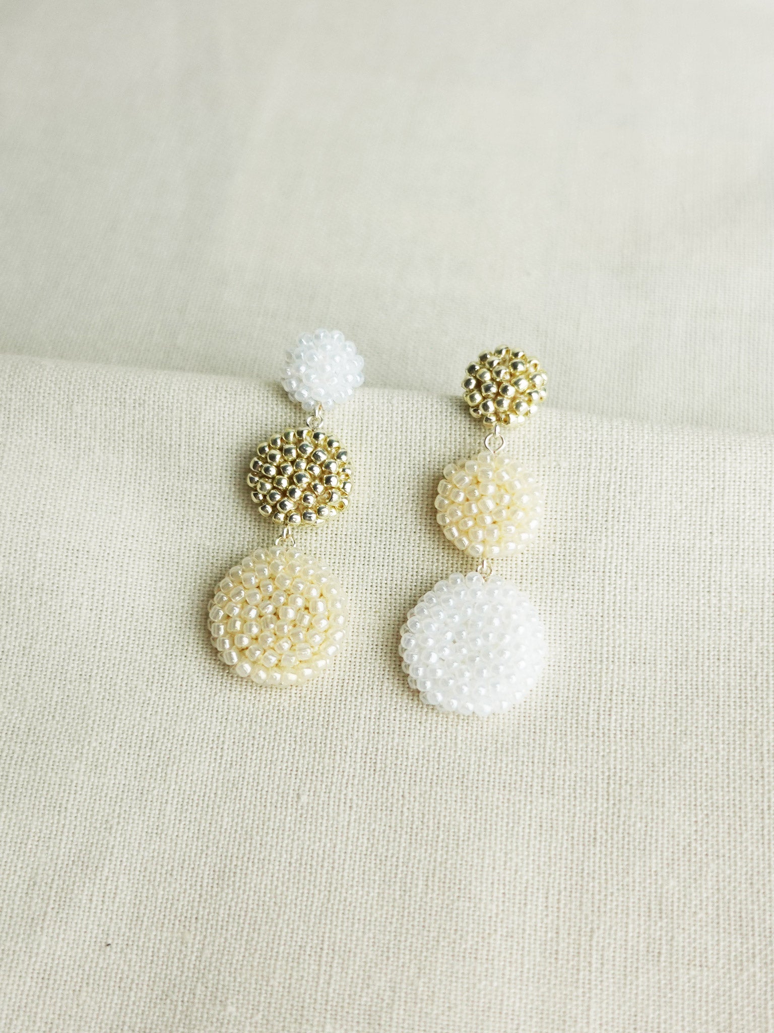 Juno Colorblock Earrings in Ivory Front
