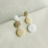 Juno Colorblock Earrings in Ivory Left