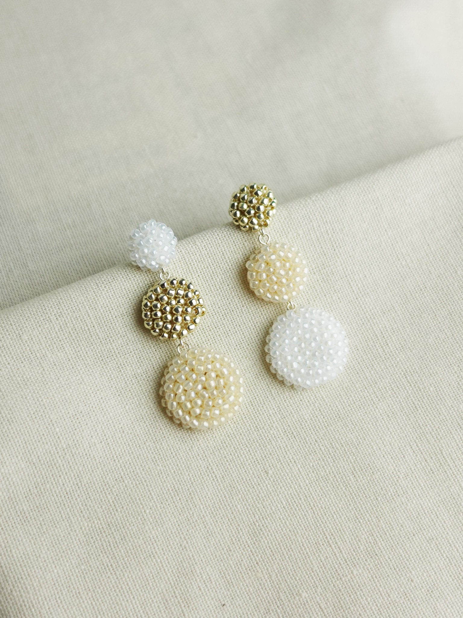 Juno Colorblock Earrings in Ivory Left