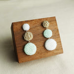 Juno Colorblock Earrings in Mint Green Display Front