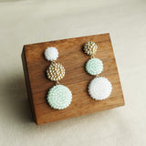 Juno Colorblock Earrings in Mint Green Display Front