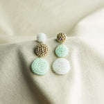 Juno Colorblock Earrings in Mint Green Front