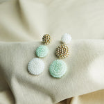 Juno Colorblock Earrings in Mint Green Right 2