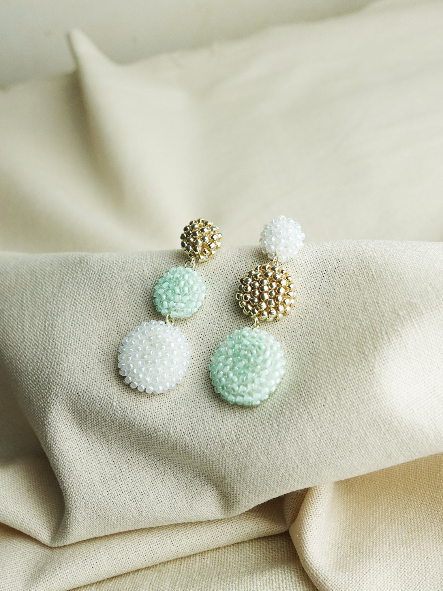 Juno Colorblock Earrings in Mint Green Right 2