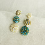 Juno Colorblock Earrings in Ocean Green Front