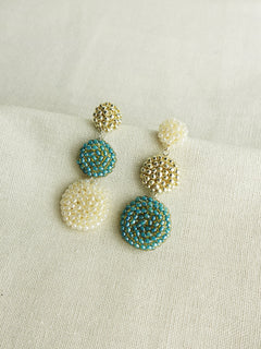 Juno Colorblock Earrings in Ocean Green Front