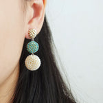 Juno Colorblock Earrings in Ocean Green Model