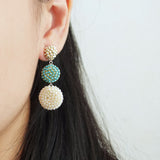 Juno Colorblock Earrings in Ocean Green Model