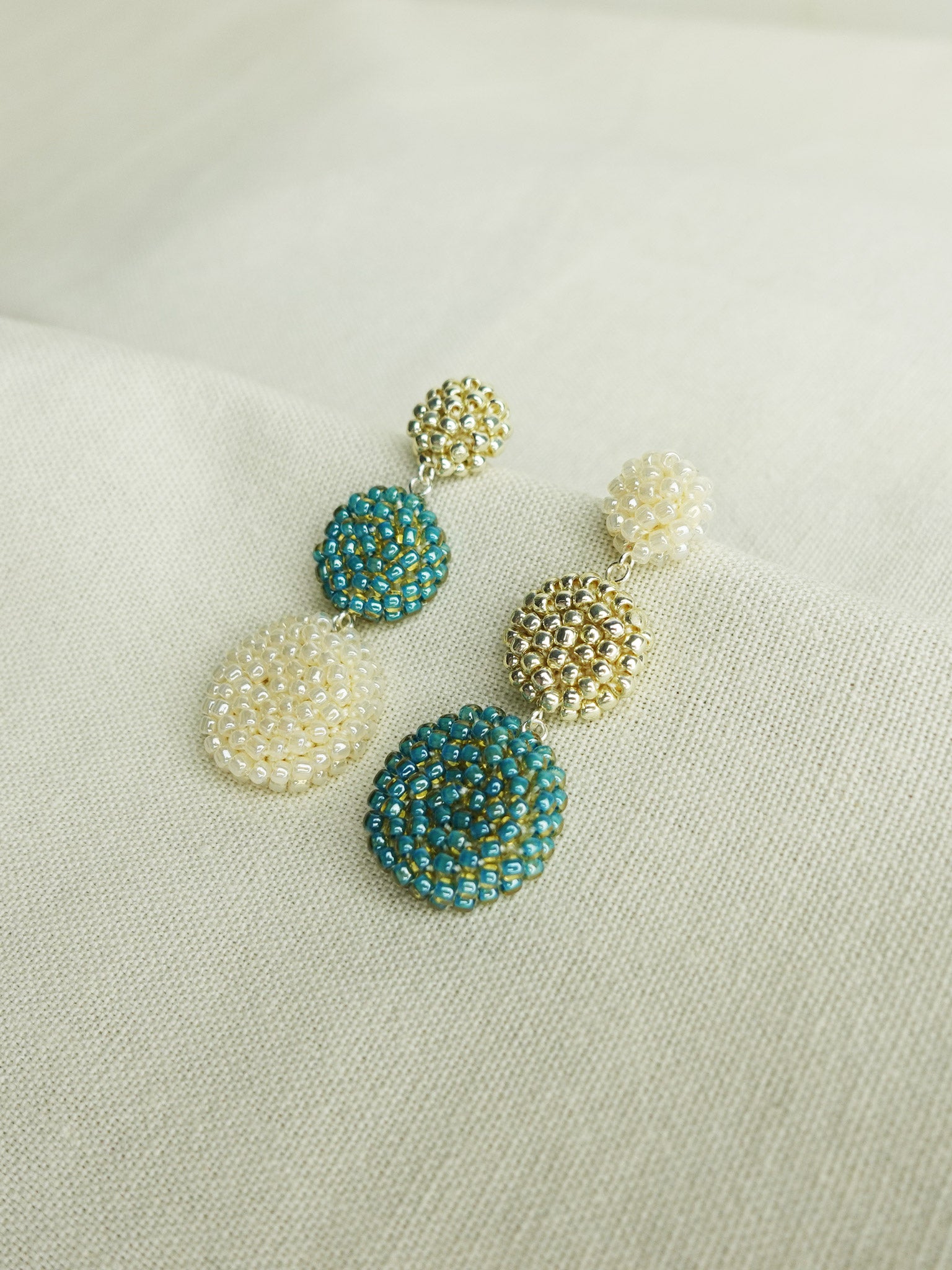 Juno Colorblock Earrings in Ocean Green Right