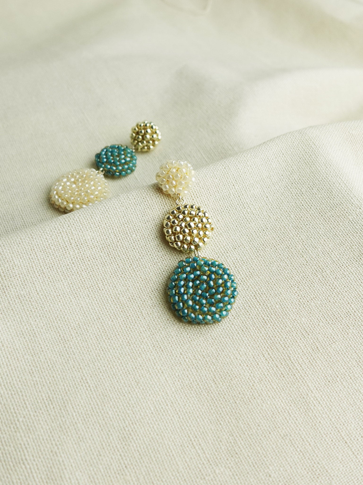 Juno Colorblock Earrings in Ocean Green Single