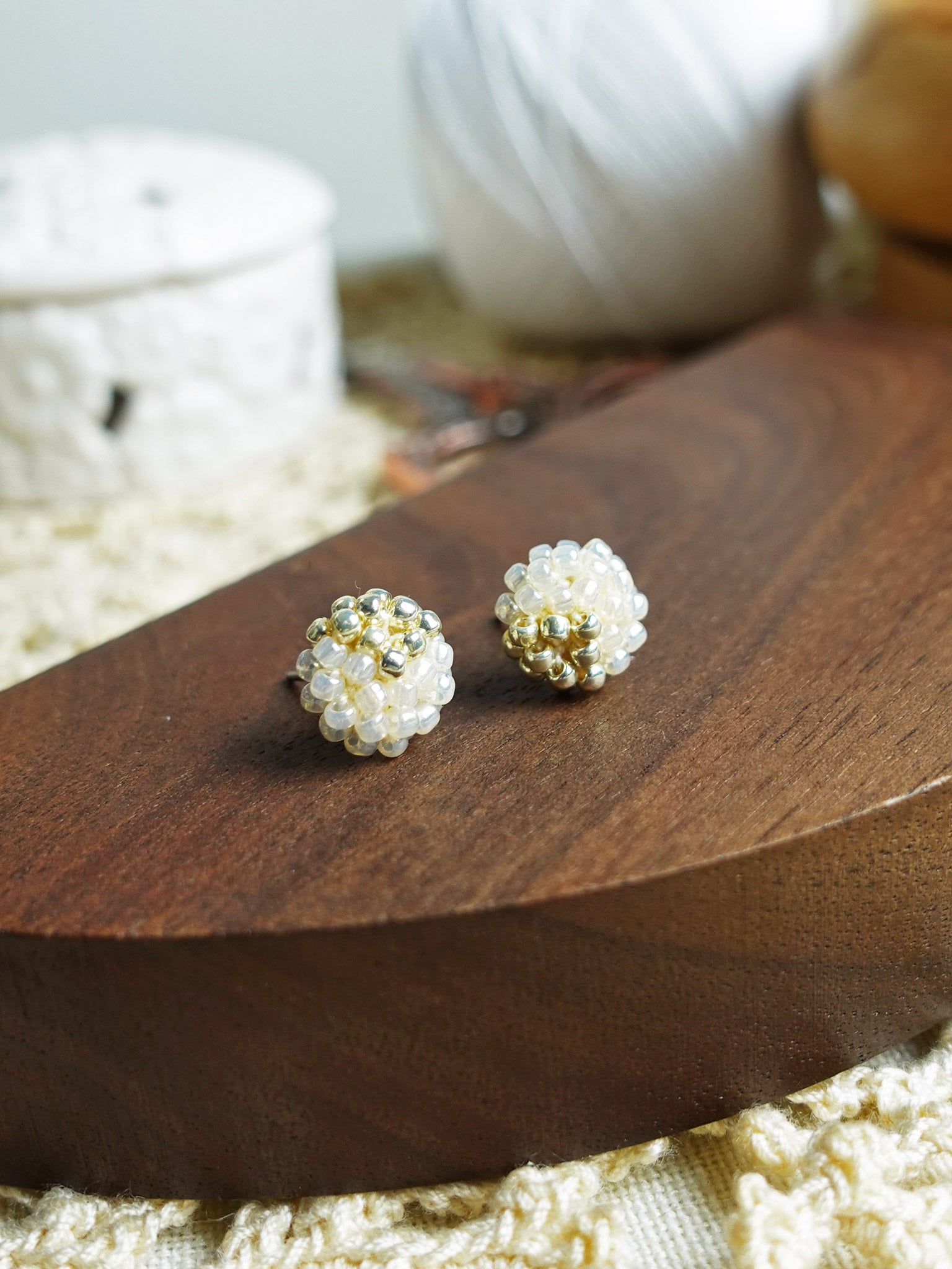 Kai Stud Earrings in Ivory Display