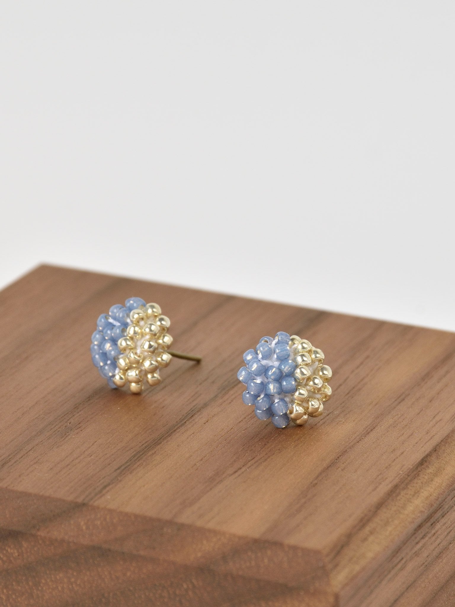 Beads Last Quarter Petite Studs Earrings in Blue Left