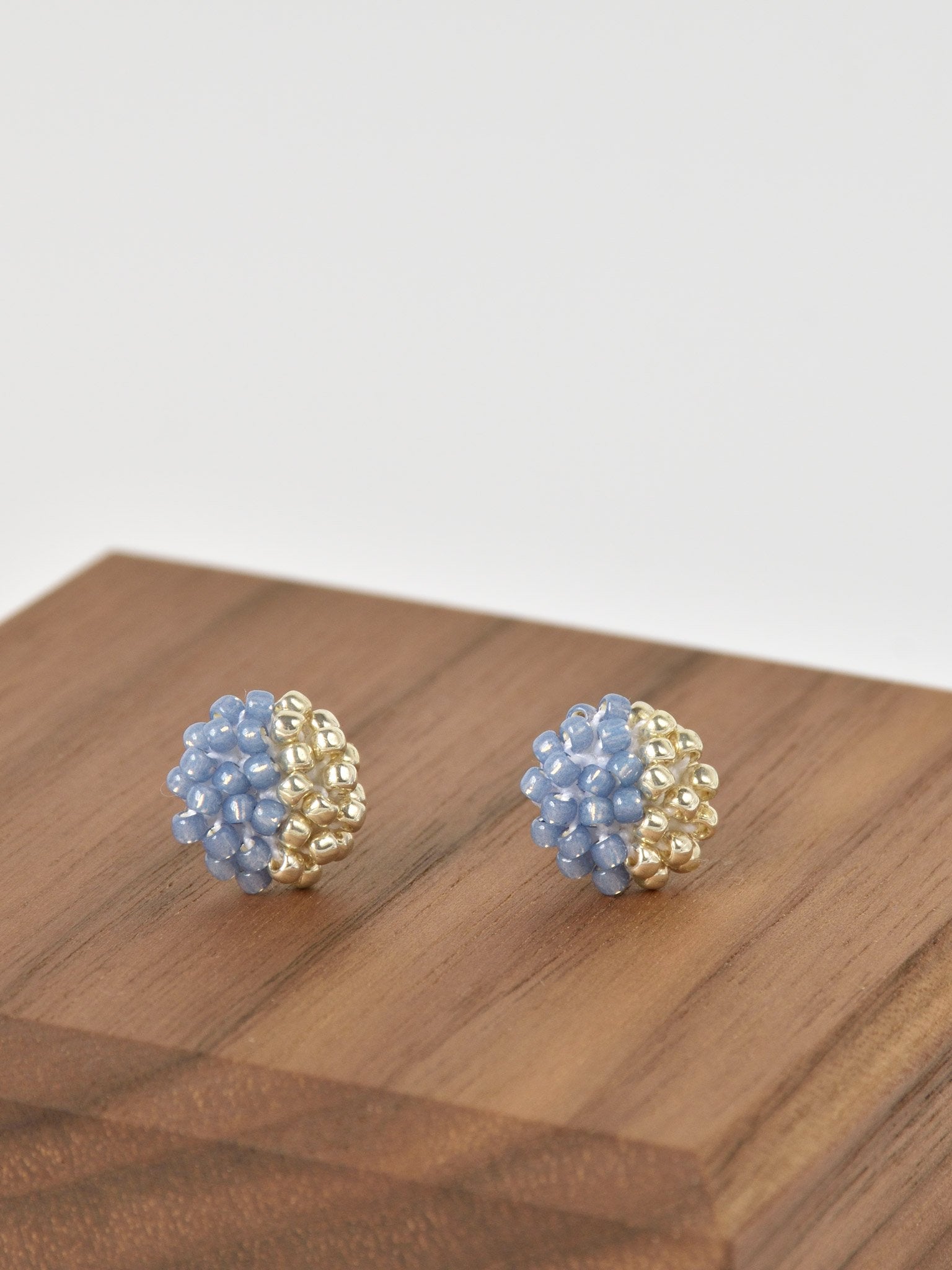 Beads Last Quarter Petite Studs Earrings in Blue Front