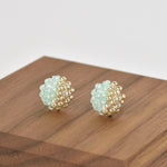 Beads Last Quarter Petite Studs Earrings in Green Front