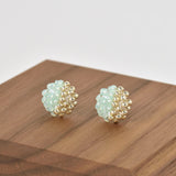 Beads Last Quarter Petite Studs Earrings in Green Front