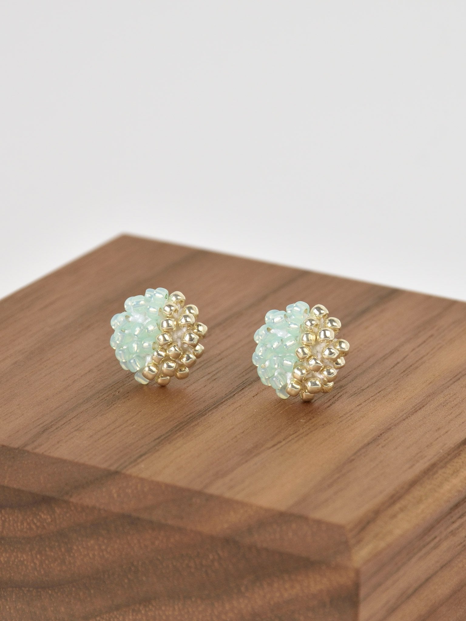 Beads Last Quarter Petite Studs Earrings in Green Front