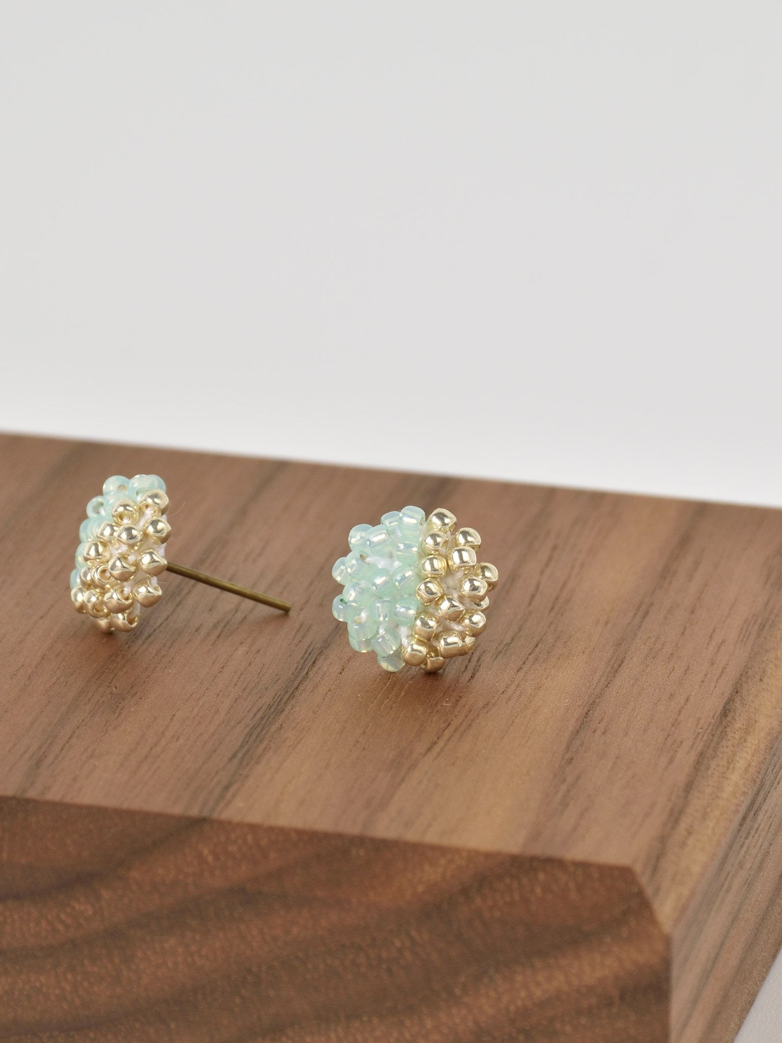 Beads Last Quarter Petite Studs Earrings in Green Left