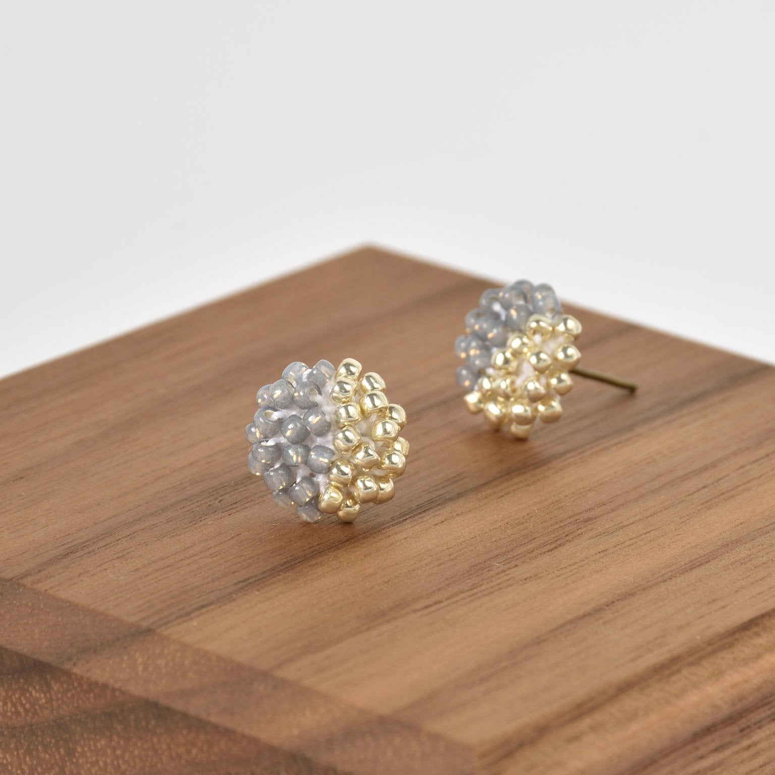 Beads Last Quarter Petite Studs Earrings in Grey Left