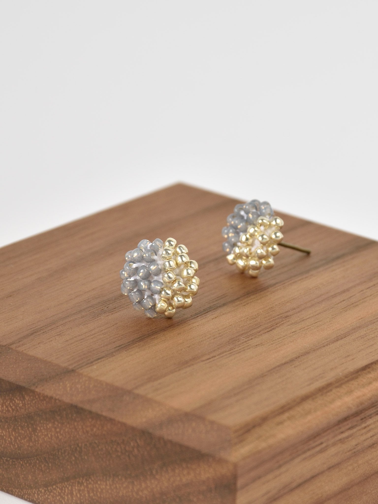 Beads Last Quarter Petite Studs Earrings in Grey Left