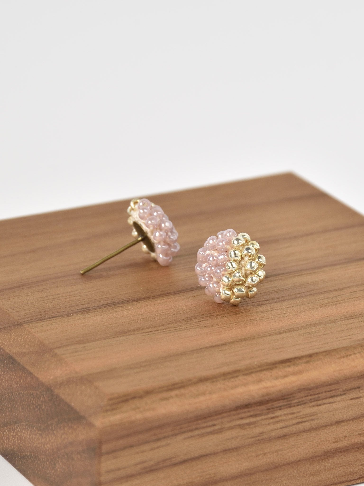 Beads Last Quarter Petite Studs Earrings in Purple Back