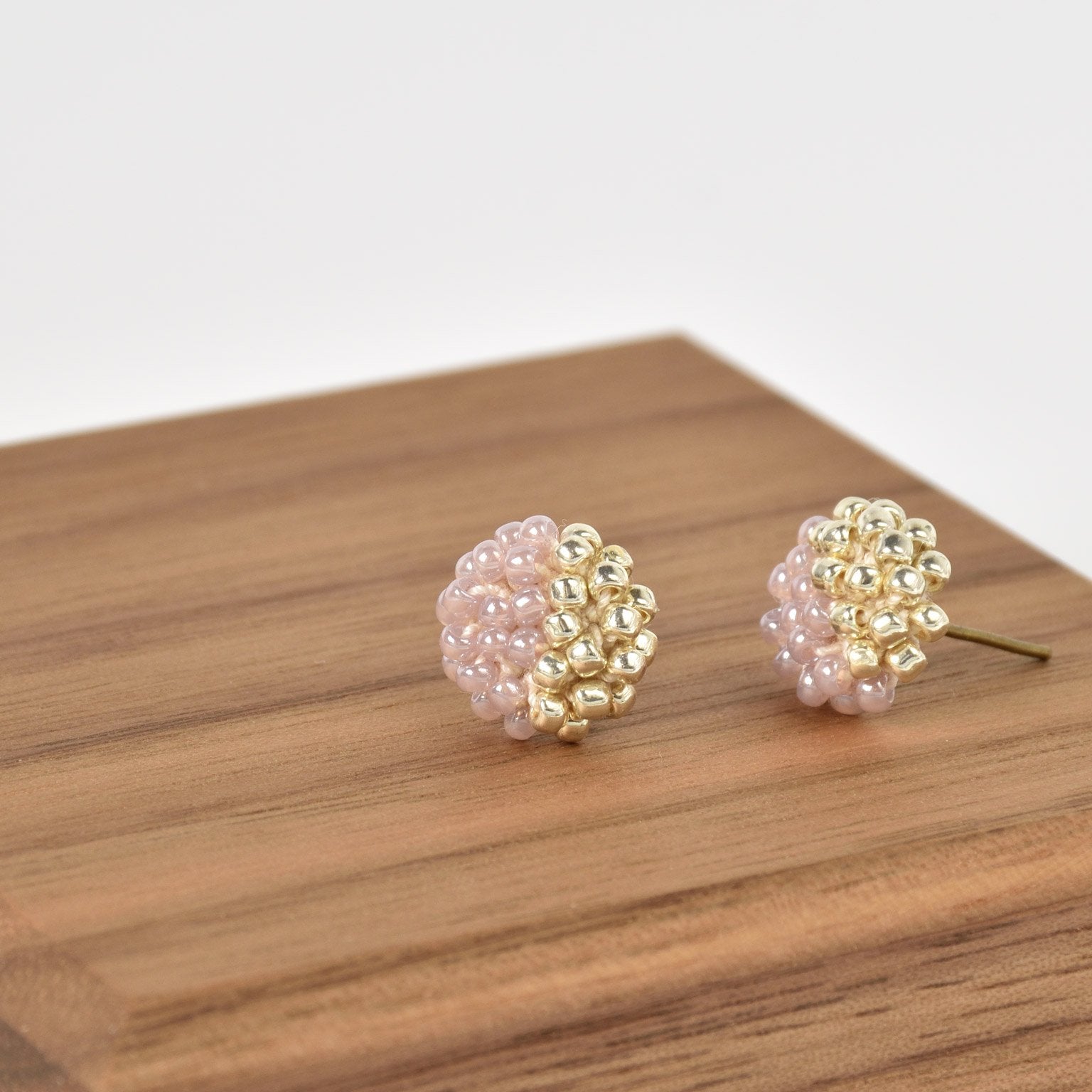 Beads Last Quarter Petite Studs Earrings in Purple Left