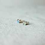 Labradorite Gemstone Stud Earrings I Front