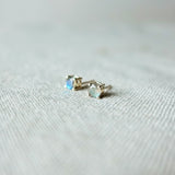 Labradorite Gemstone Stud Earrings I Front