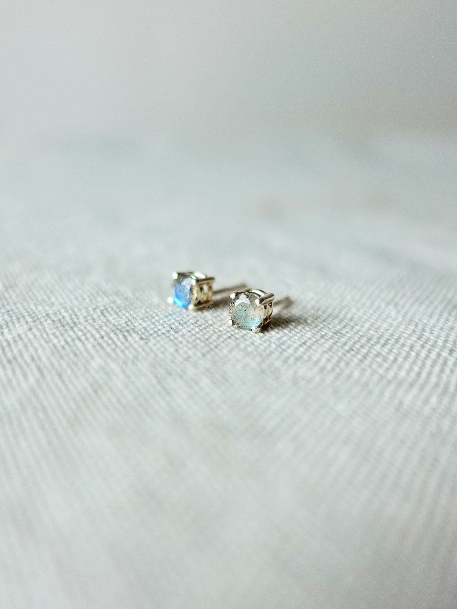 Labradorite Gemstone Stud Earrings I Front
