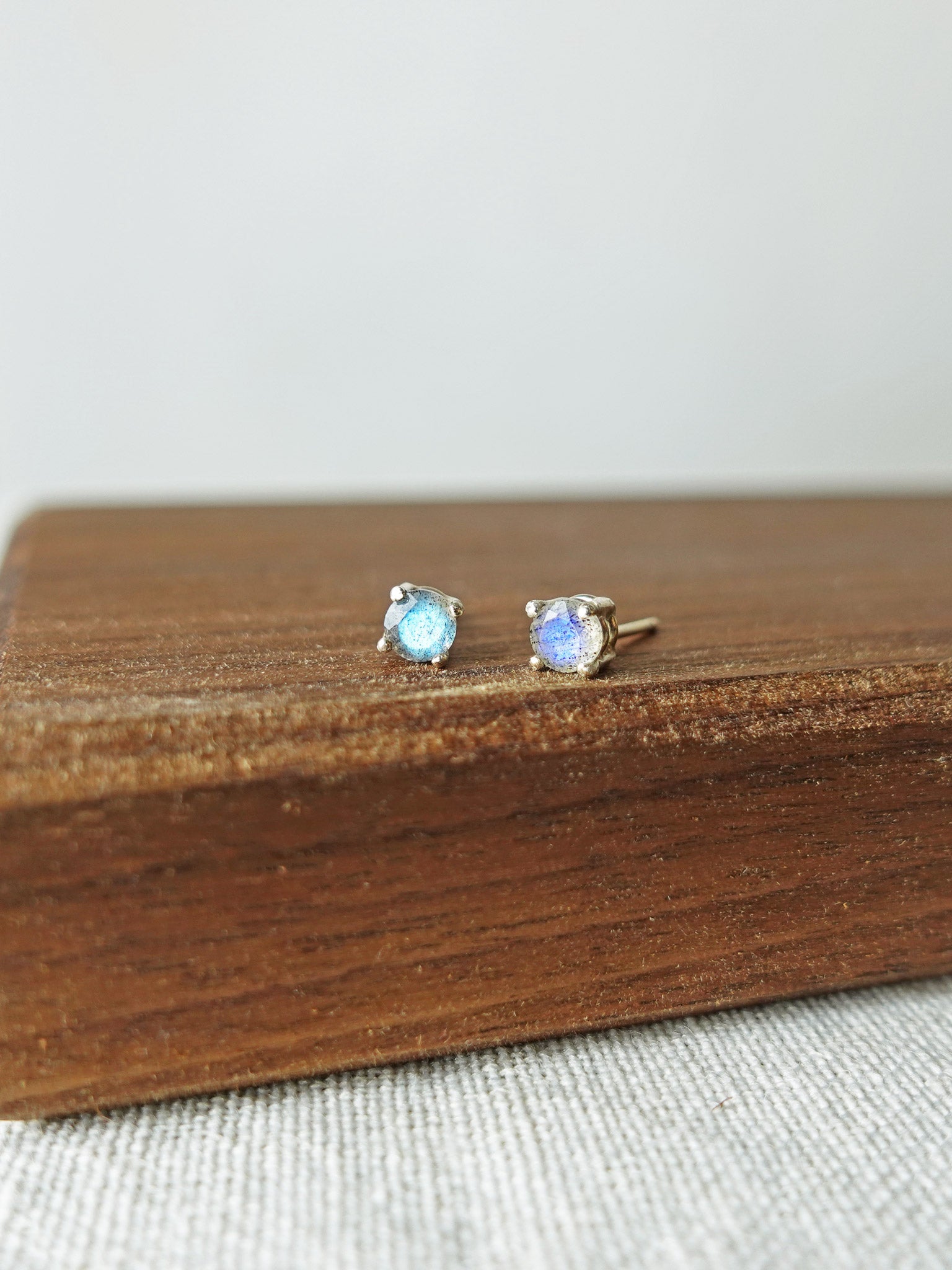 Labradorite Gemstone Stud Earrings II Display 1