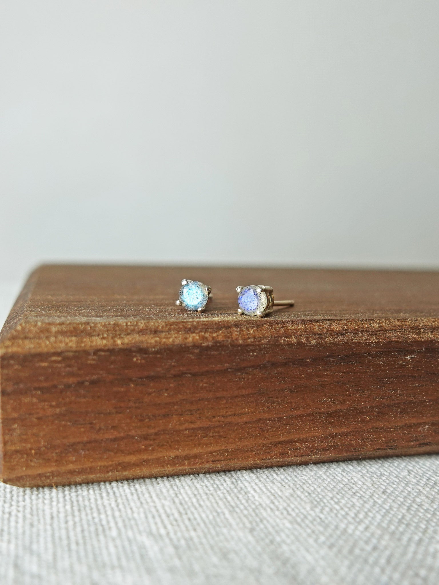 Labradorite Gemstone Stud Earrings II Display 2