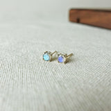Labradorite Gemstone Stud Earrings II Front