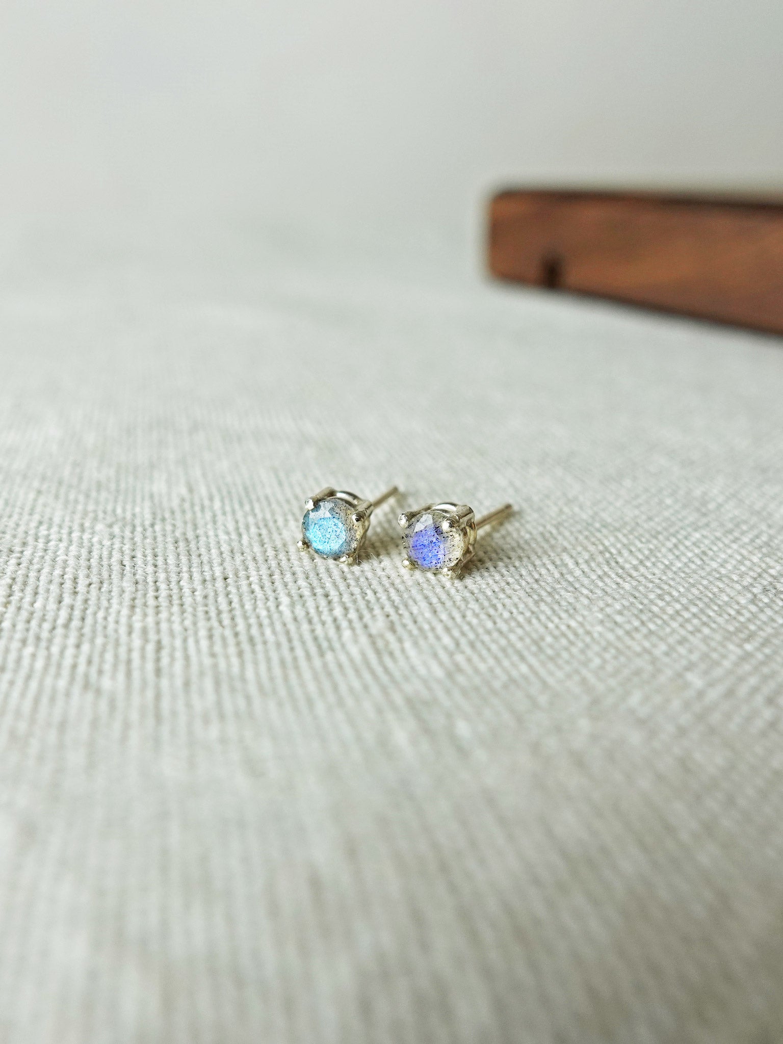 Labradorite Gemstone Stud Earrings II Front