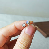Labradorite Gemstone Stud Earrings II Hand