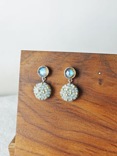 Labradorite Smoke Grey Drop Earrings I Front