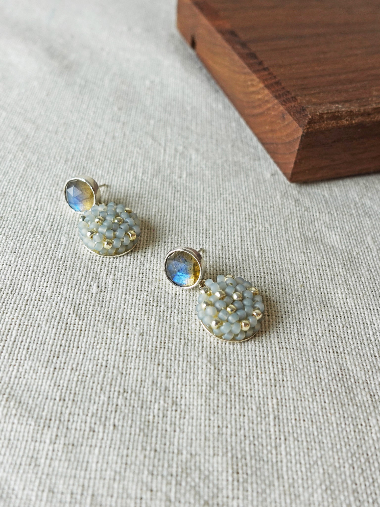 Labradorite Smoke Grey Drop Earrings I Lay