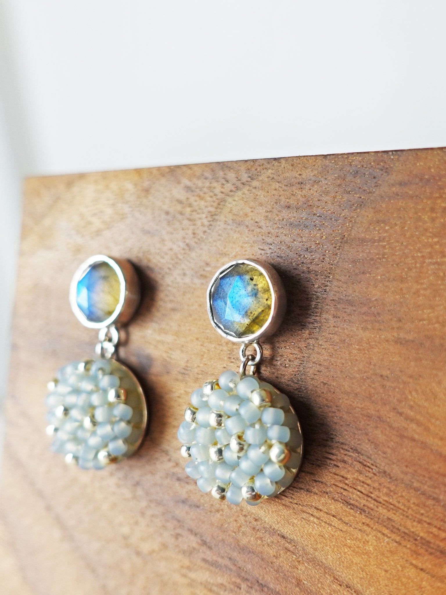 Labradorite Smoke Grey Drop Earrings I Side