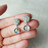 Labradorite Smoke Grey Petite Drop Earrings I Model