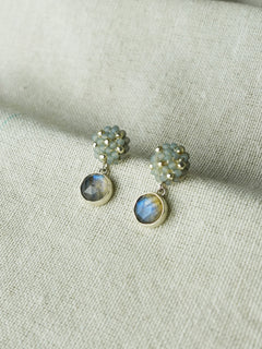 Labradorite Smoke Grey Petite Drop Earrings I Side