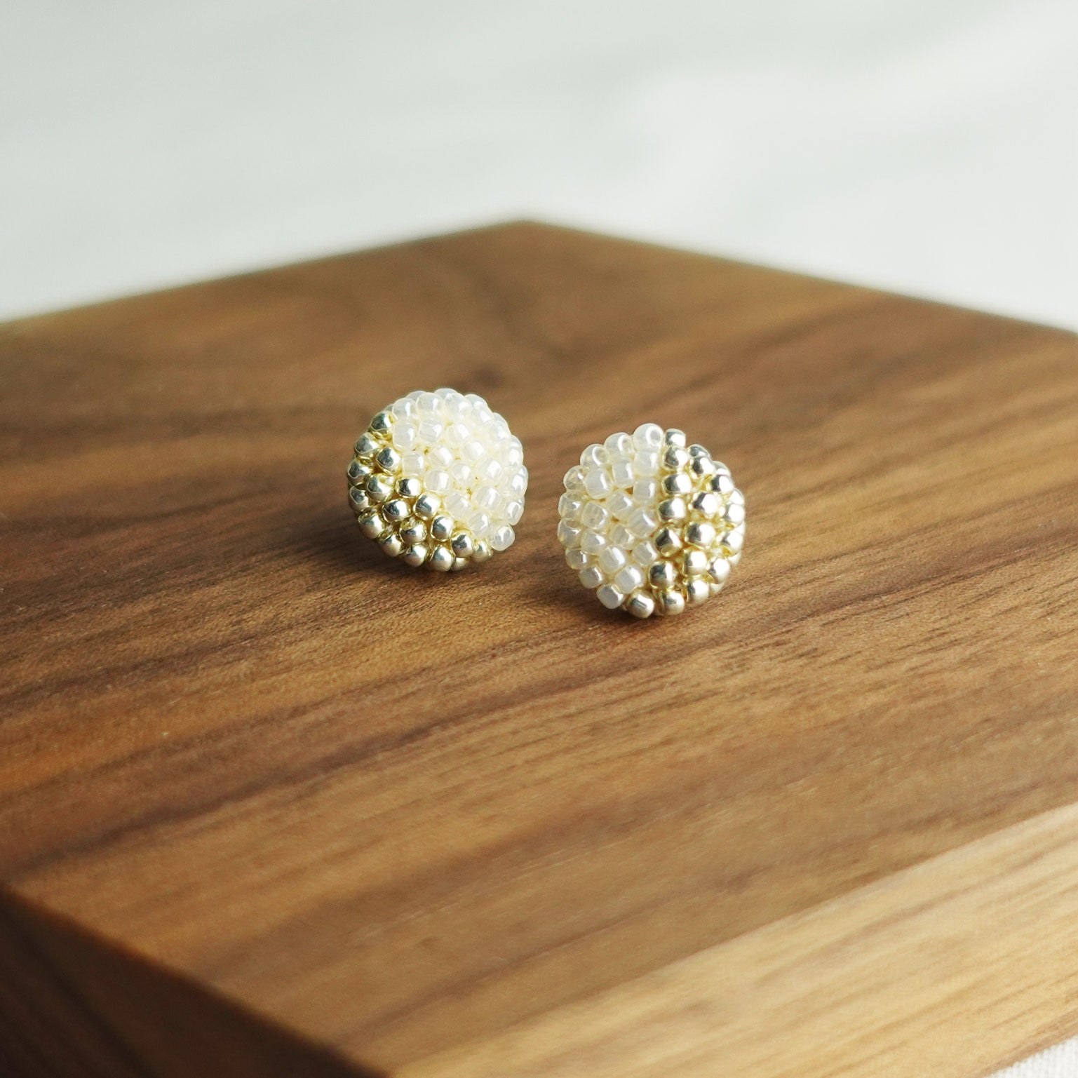 Last Quarter Delica Stud Earrings in Ivory Display
