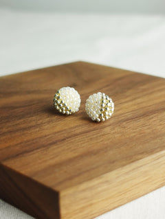Last Quarter Delica Stud Earrings in Ivory Display
