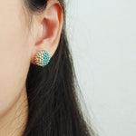 Last Quarter Delica Stud Earrings in Ocean Green Model