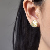 Last Quarter Delica Stud Earrings in Milk White Model