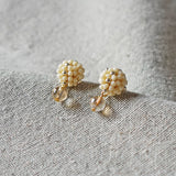 Layna Globe Earrings in Milk White Front